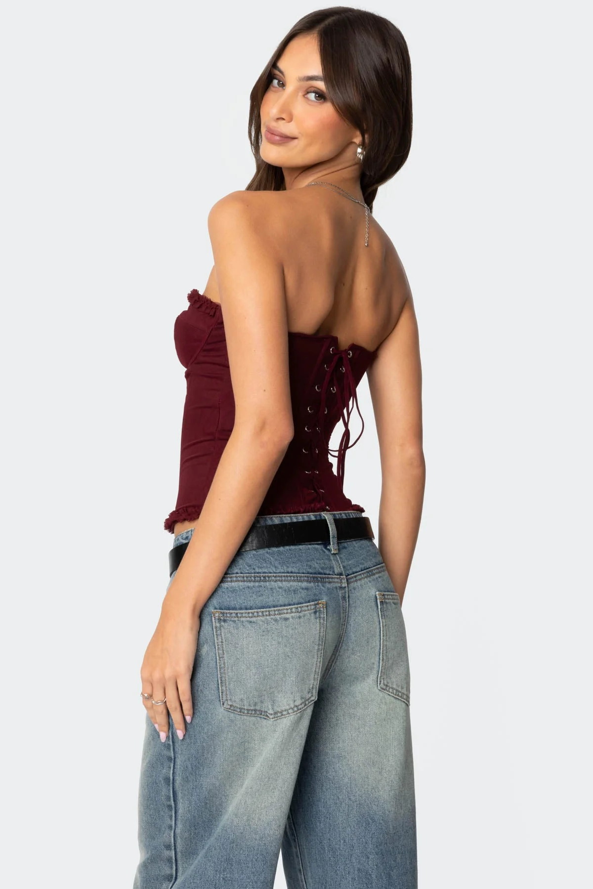 Deirdre Mesh Lace Up Corset - Image 5