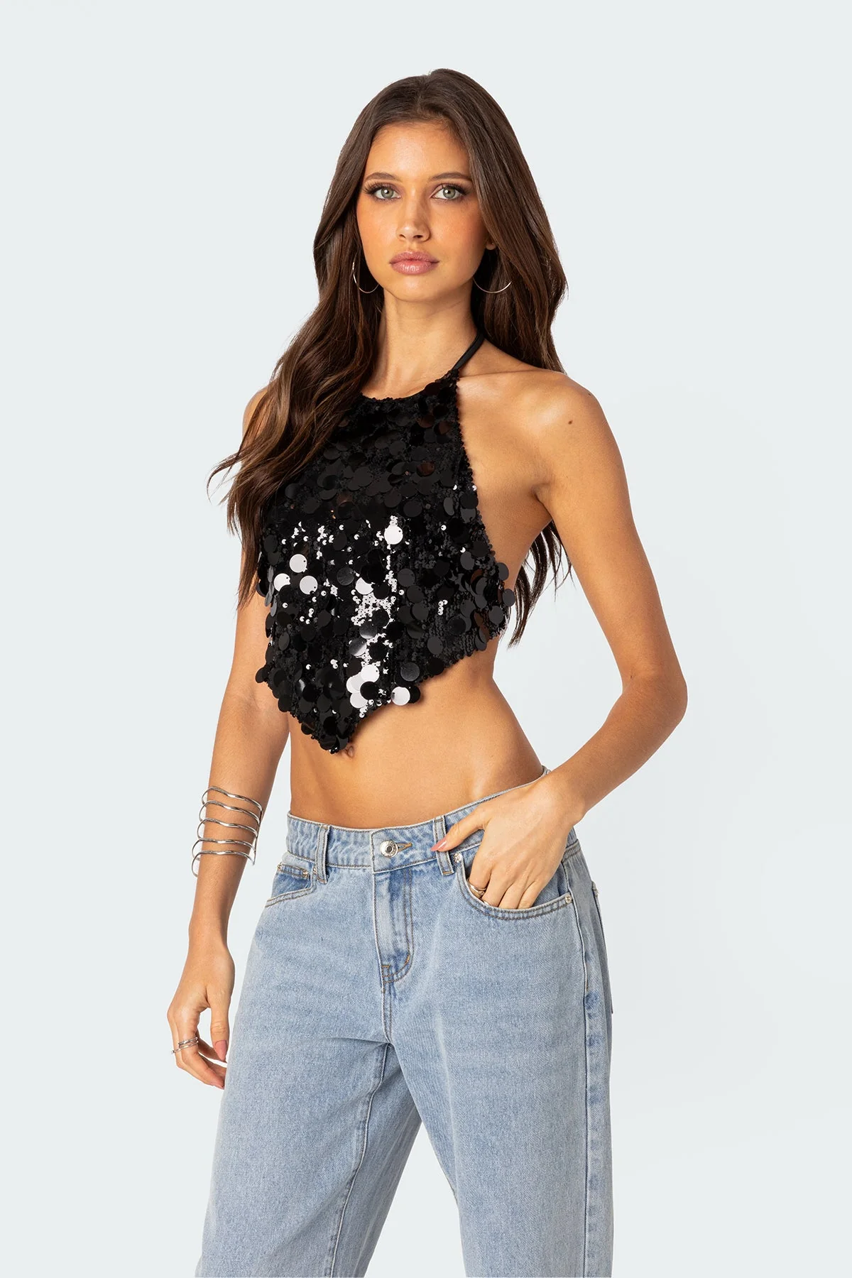 Caelia Sequin Open Back Top - Image 3