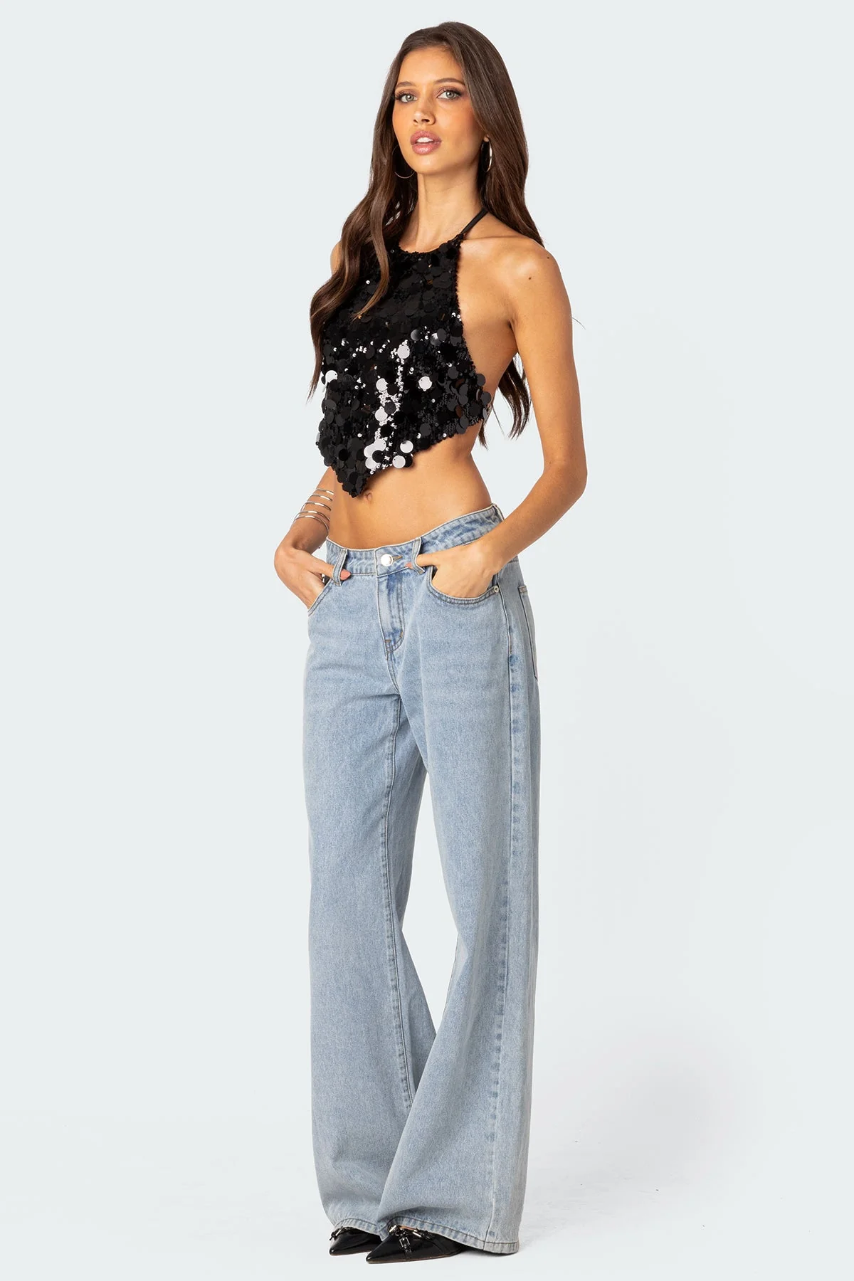 Caelia Sequin Open Back Top - Image 5