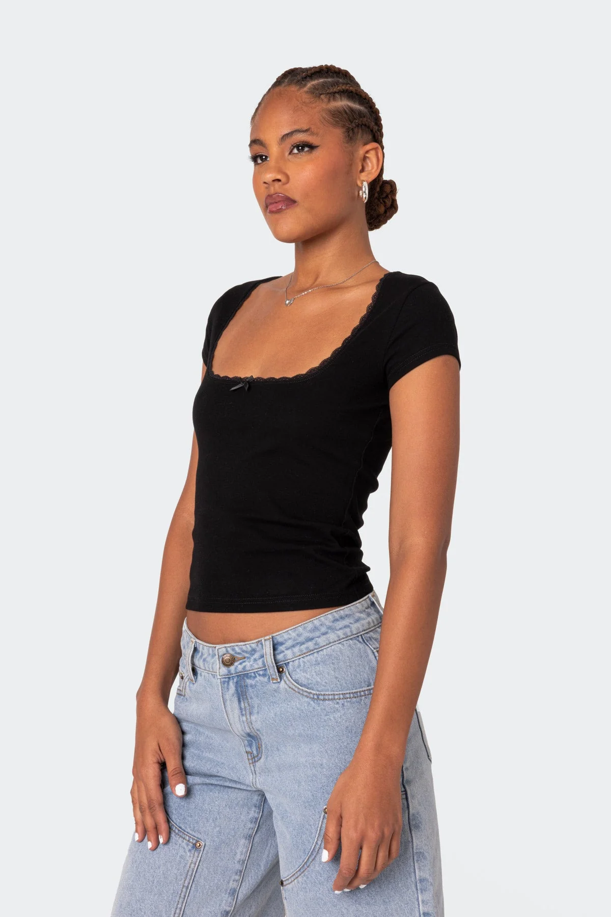 Priscilla Lace Trim T Shirt - Image 3