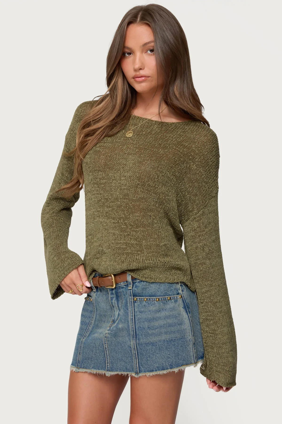 Drop Shoulder Light Knit Sweater - Image 4