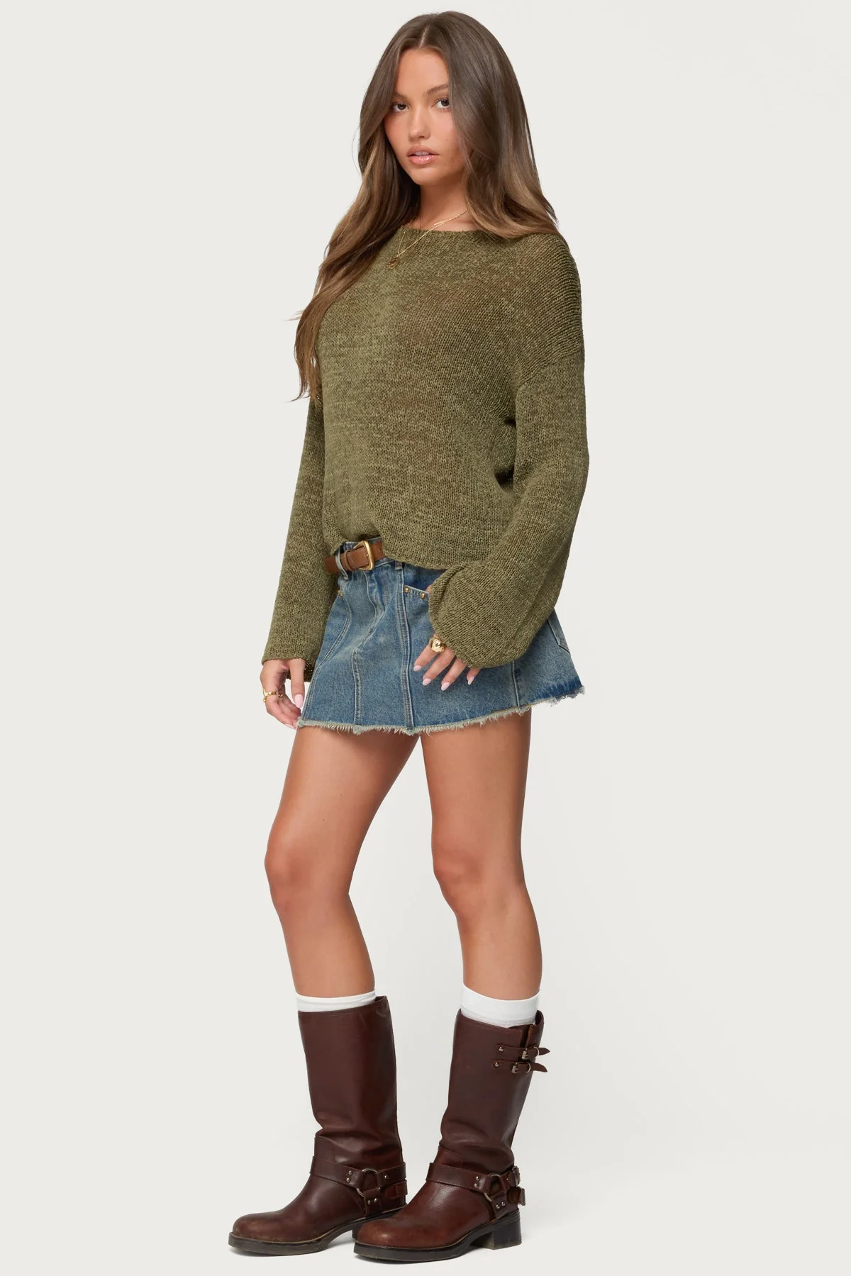 Drop Shoulder Light Knit Sweater - Image 5