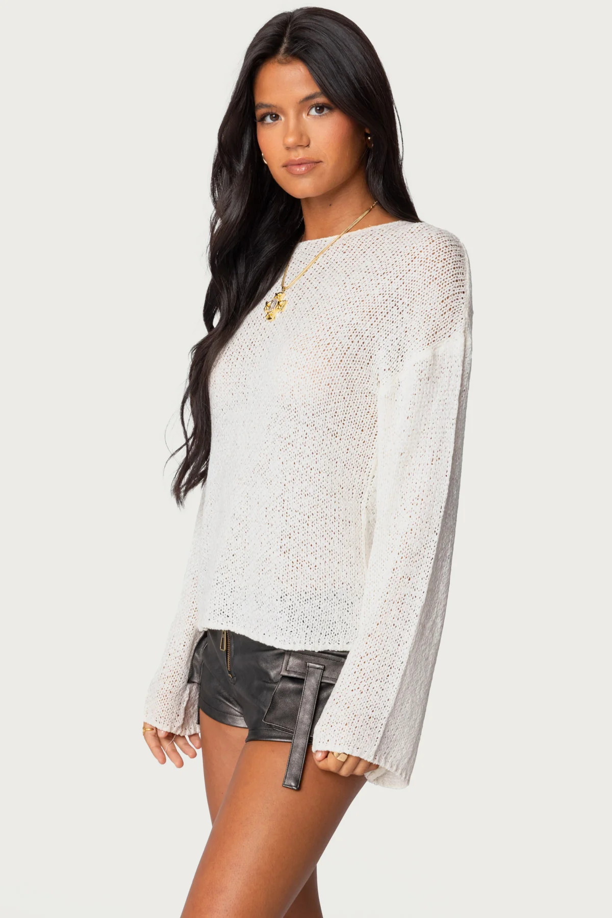 Drop Shoulder Light Knit Sweater - Image 3