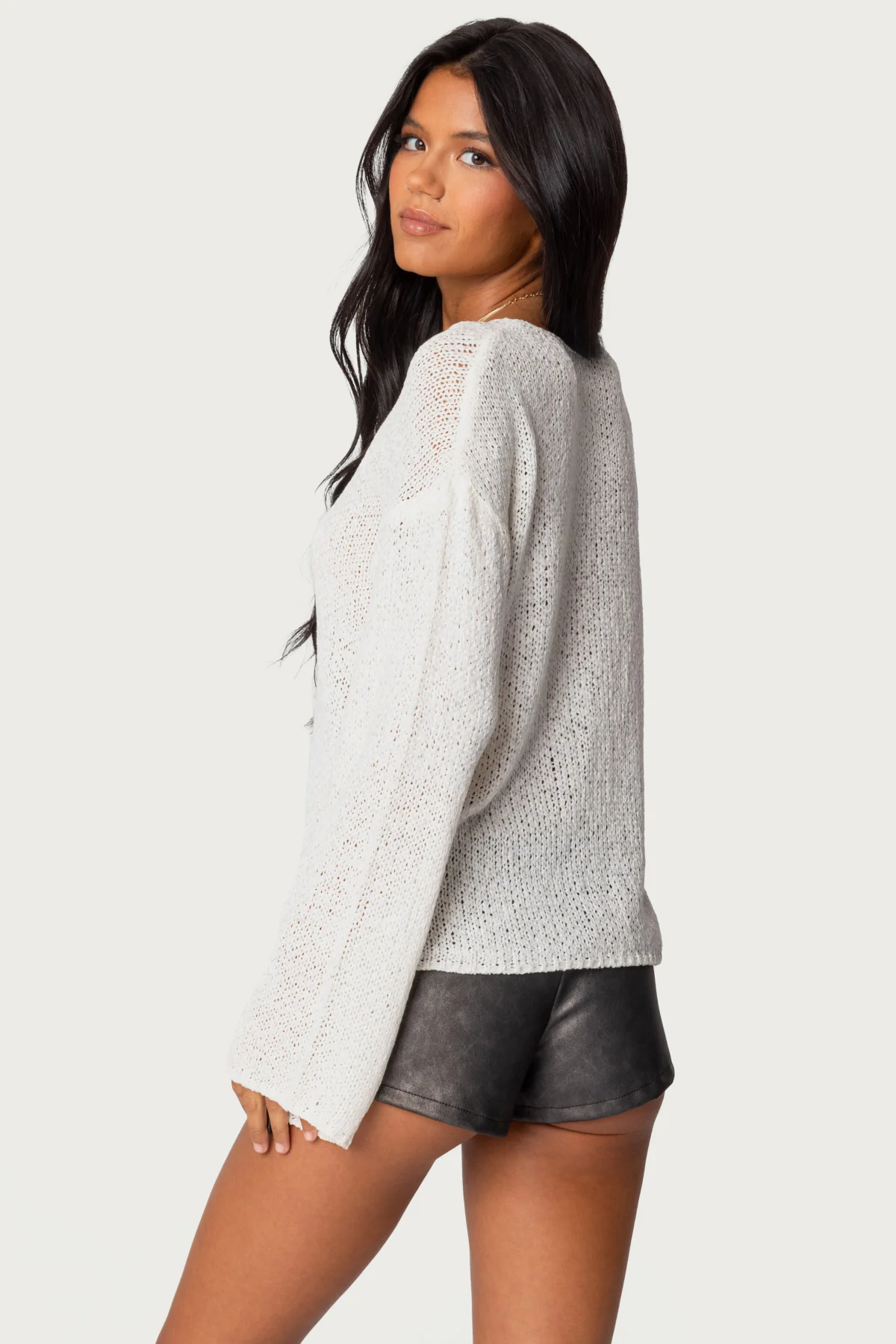 Drop Shoulder Light Knit Sweater - Image 5