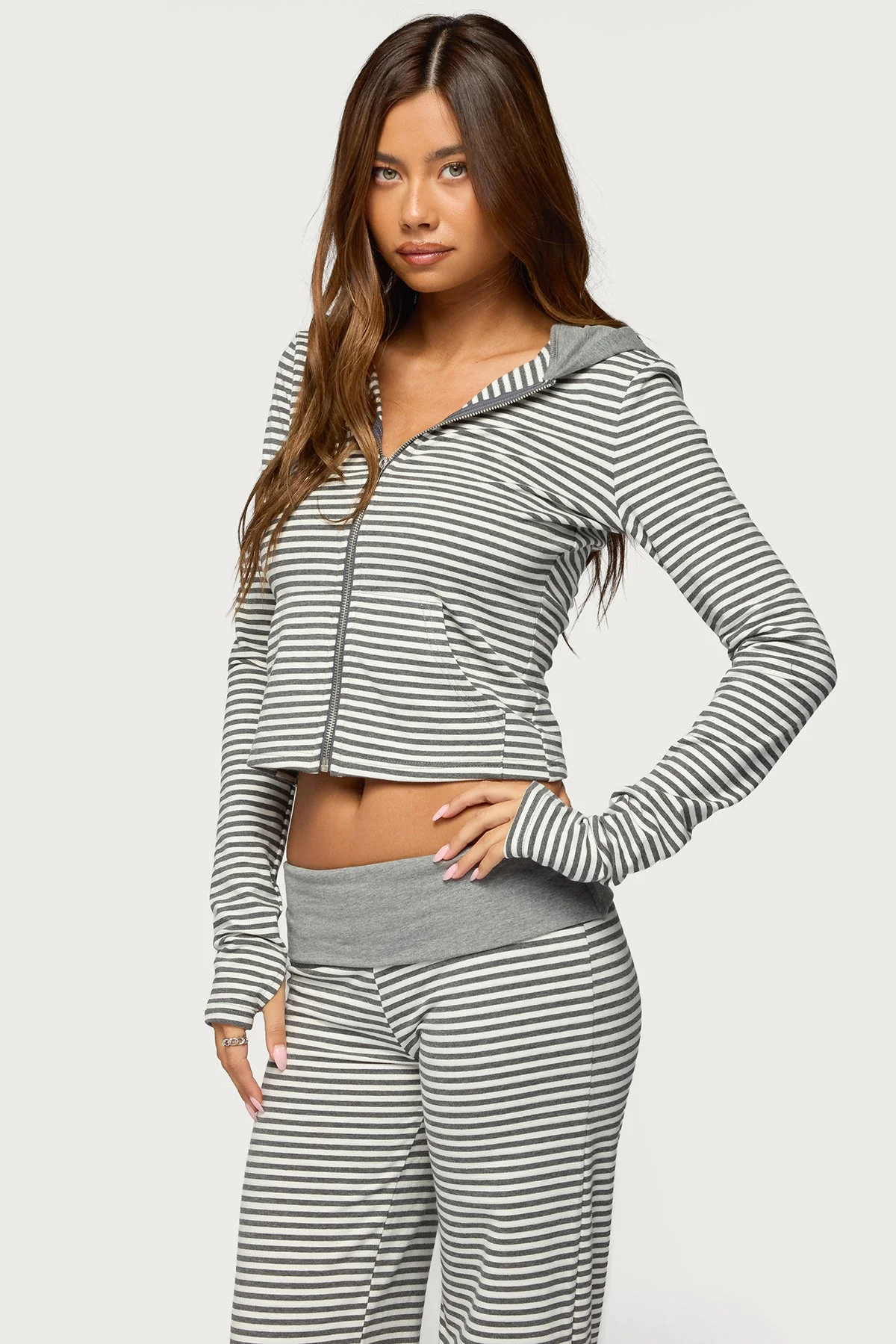 Meggy Striped Zip Up Hoodie - Image 3
