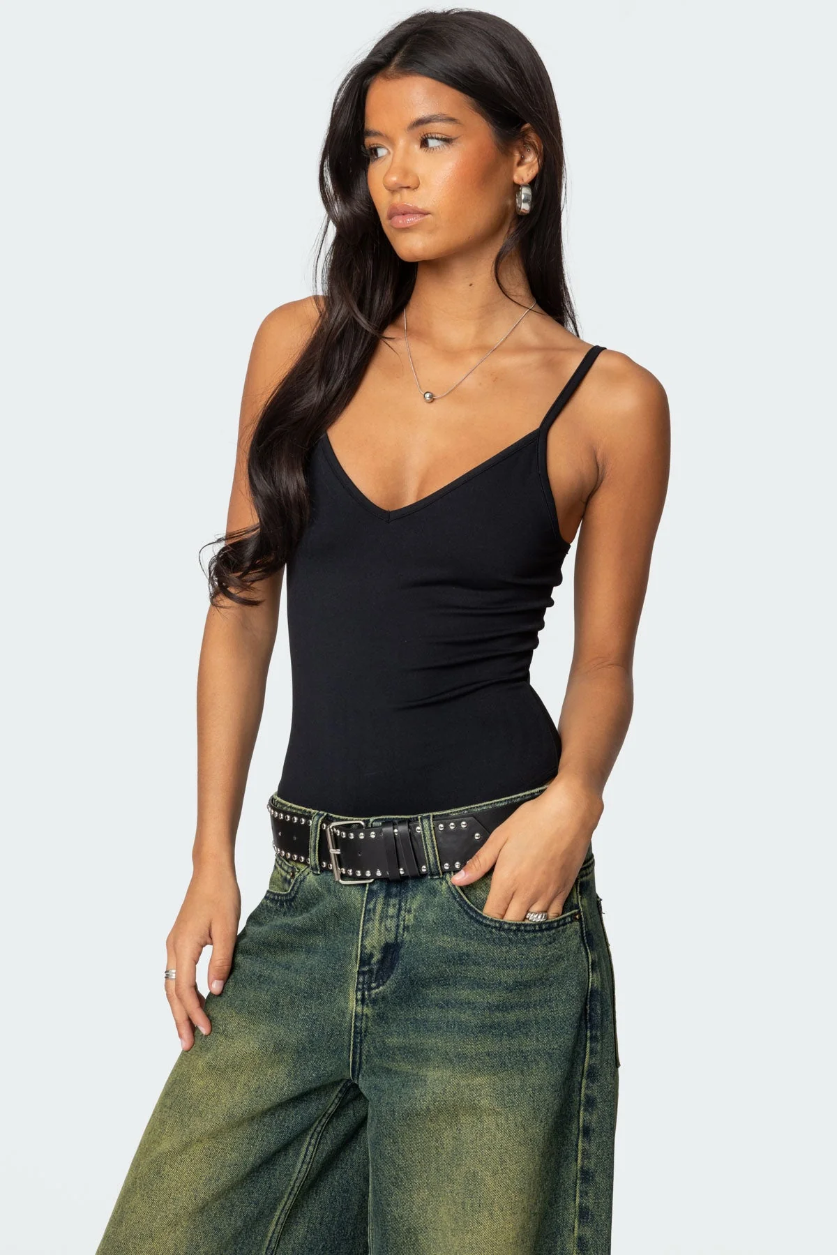 Teaghan V Neck Fitted Bodysuit - Image 3