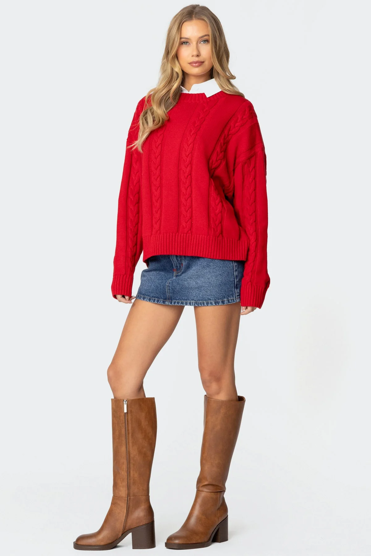 Acacia Oversized Cable Knit Sweater - Image 4