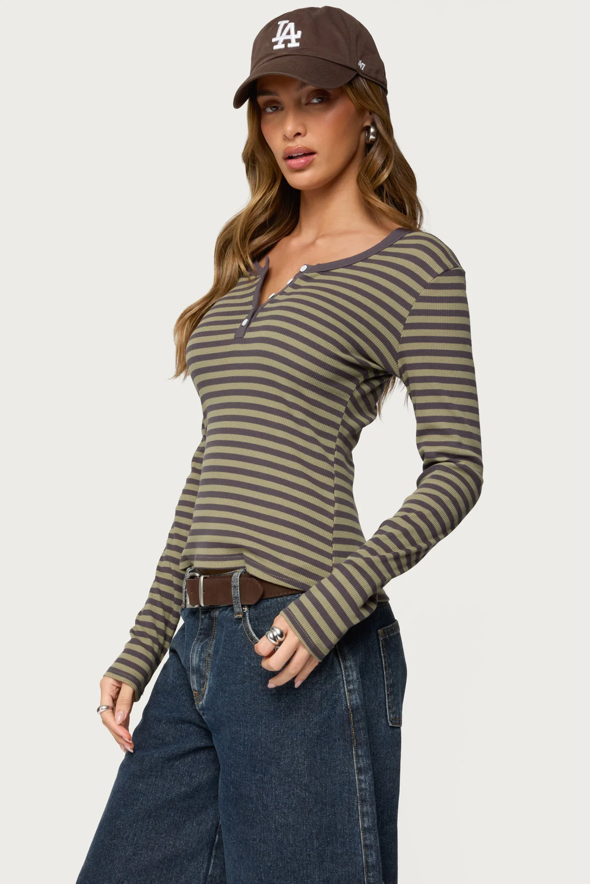 Roma Striped Henley Top - Image 3