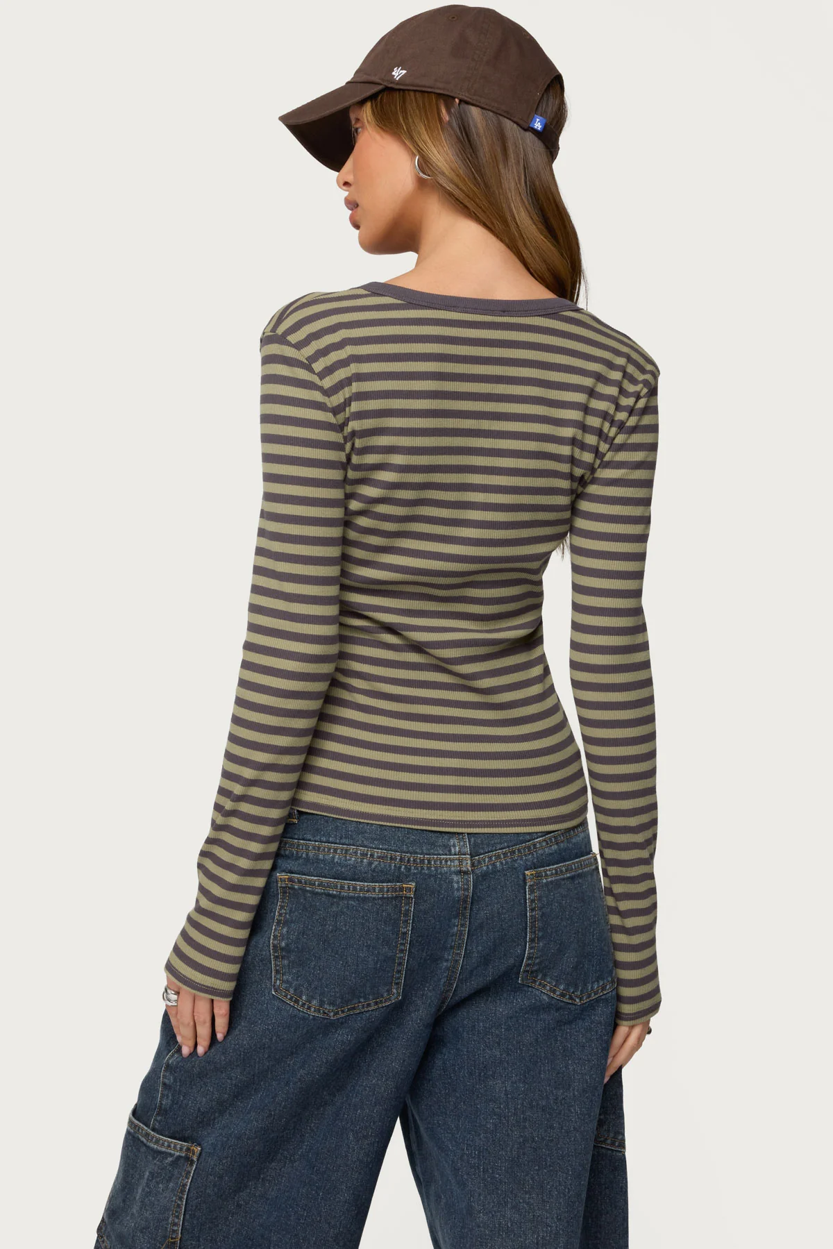 Roma Striped Henley Top - Image 4