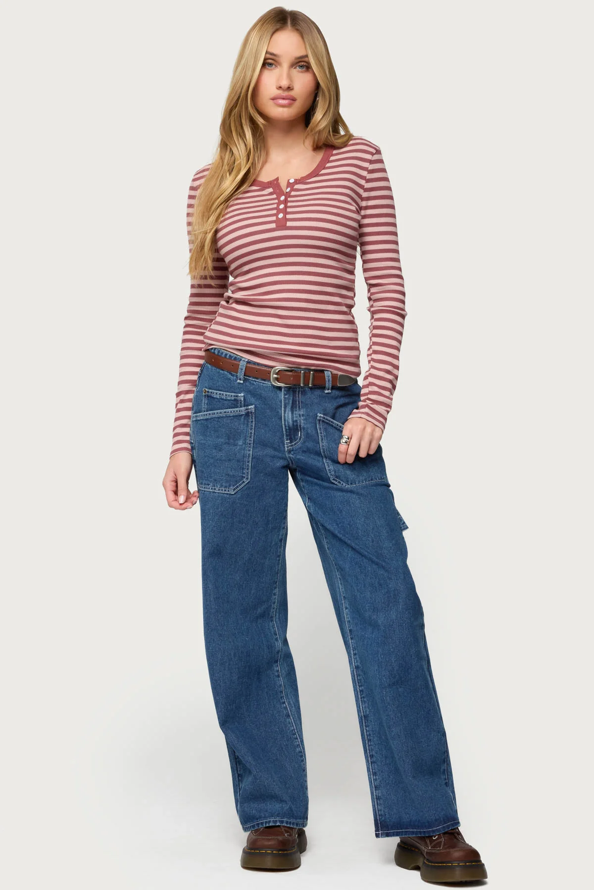 Roma Striped Henley Top - Image 5