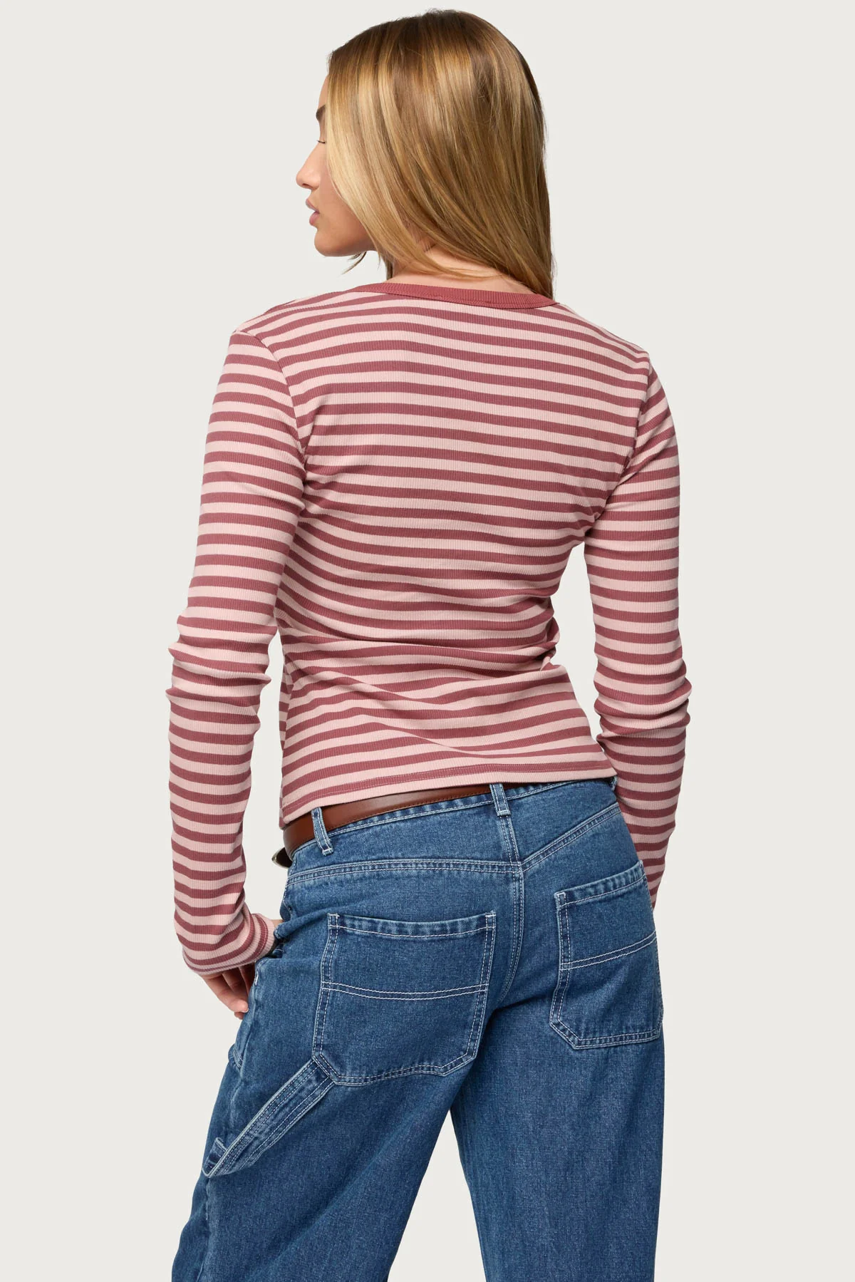 Roma Striped Henley Top - Image 6