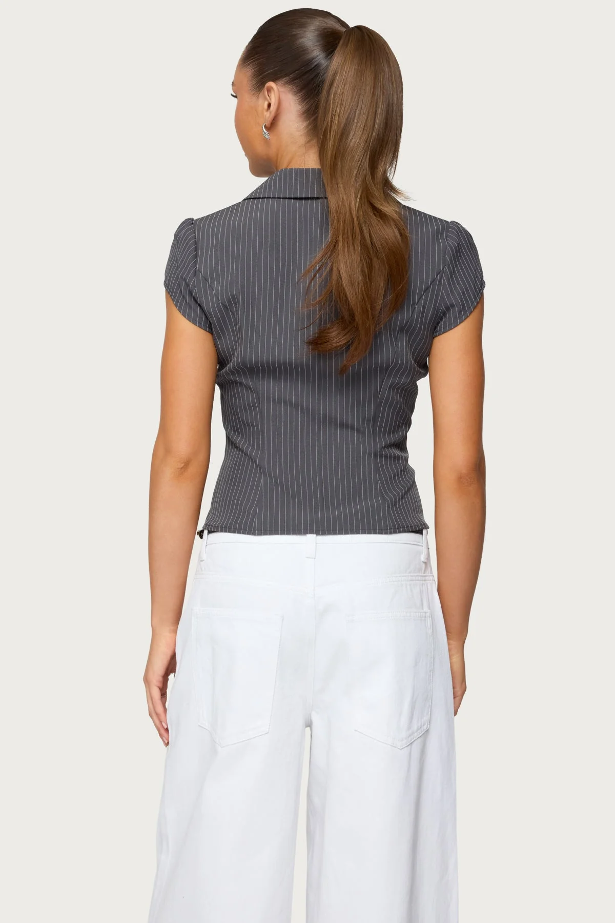 Juney Pinstripe Tailored Button Up Shirt - Image 4