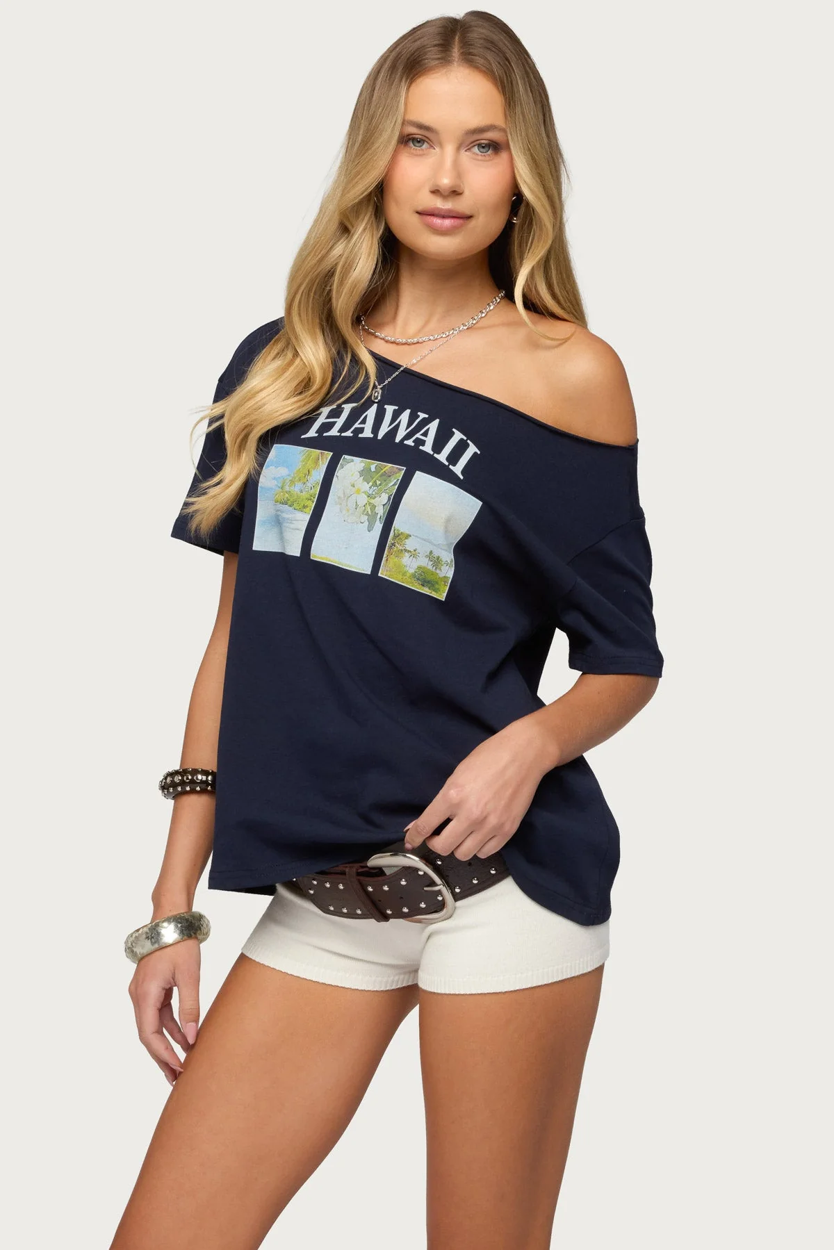 Hawaiian Babe Off Shoulder T Shirt - Image 3