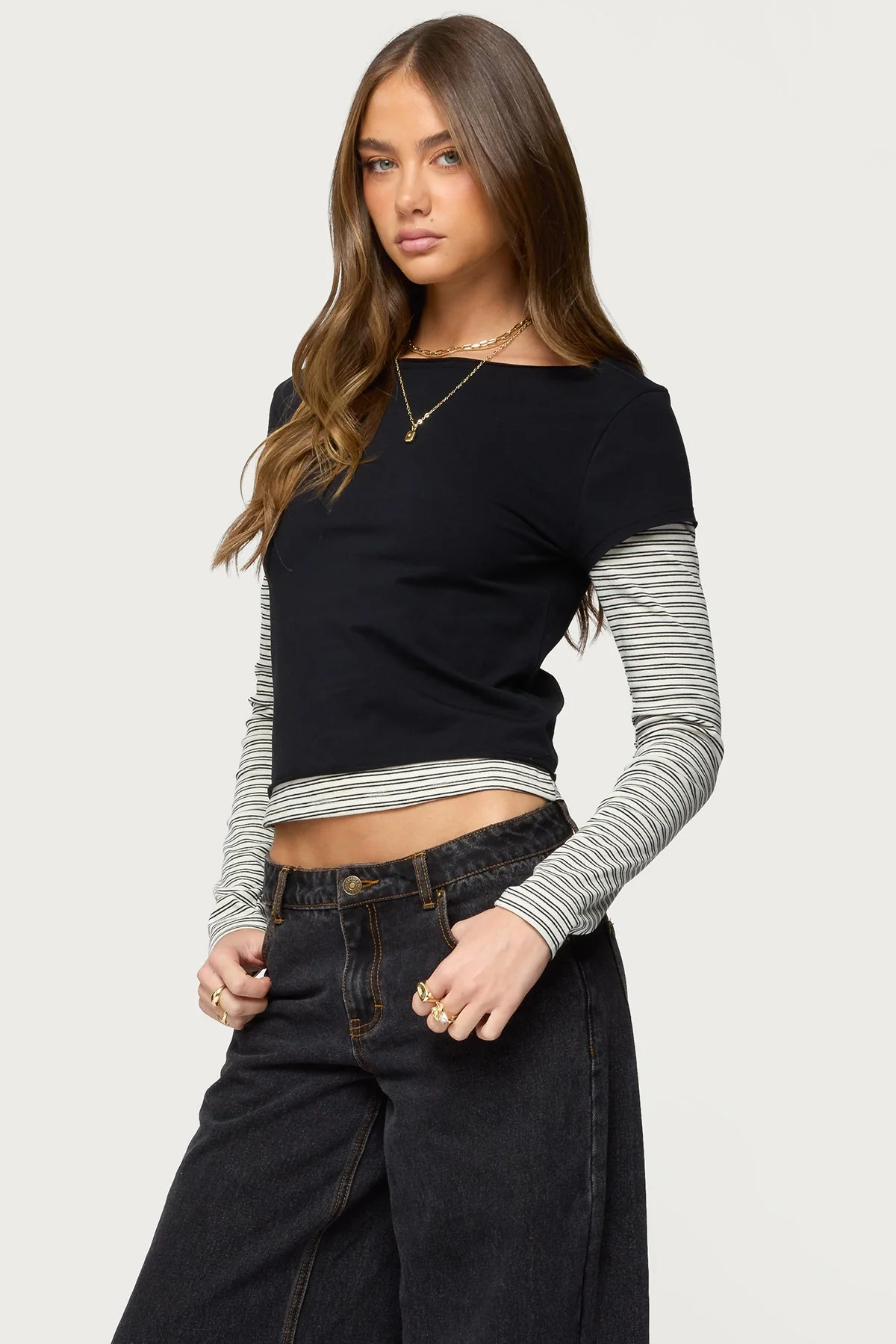 Layered Stripey Long Sleeve T Shirt - Image 3