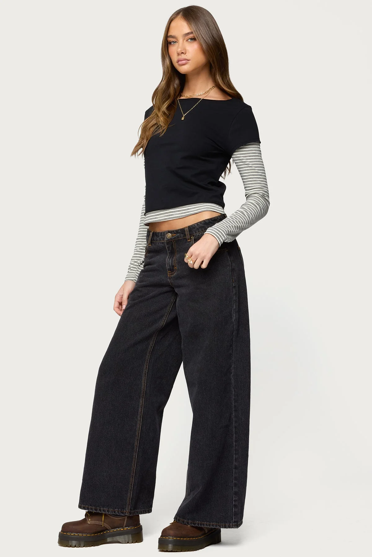 Layered Stripey Long Sleeve T Shirt - Image 4