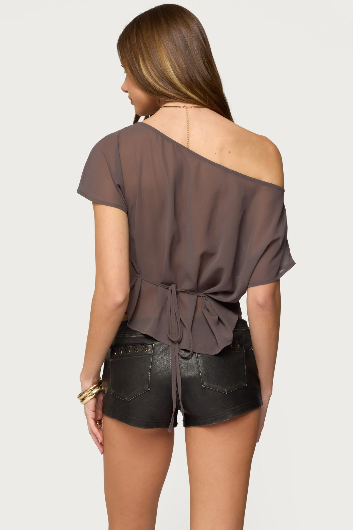 Noria Sheer Chiffon Off Shoulder Top - Image 5