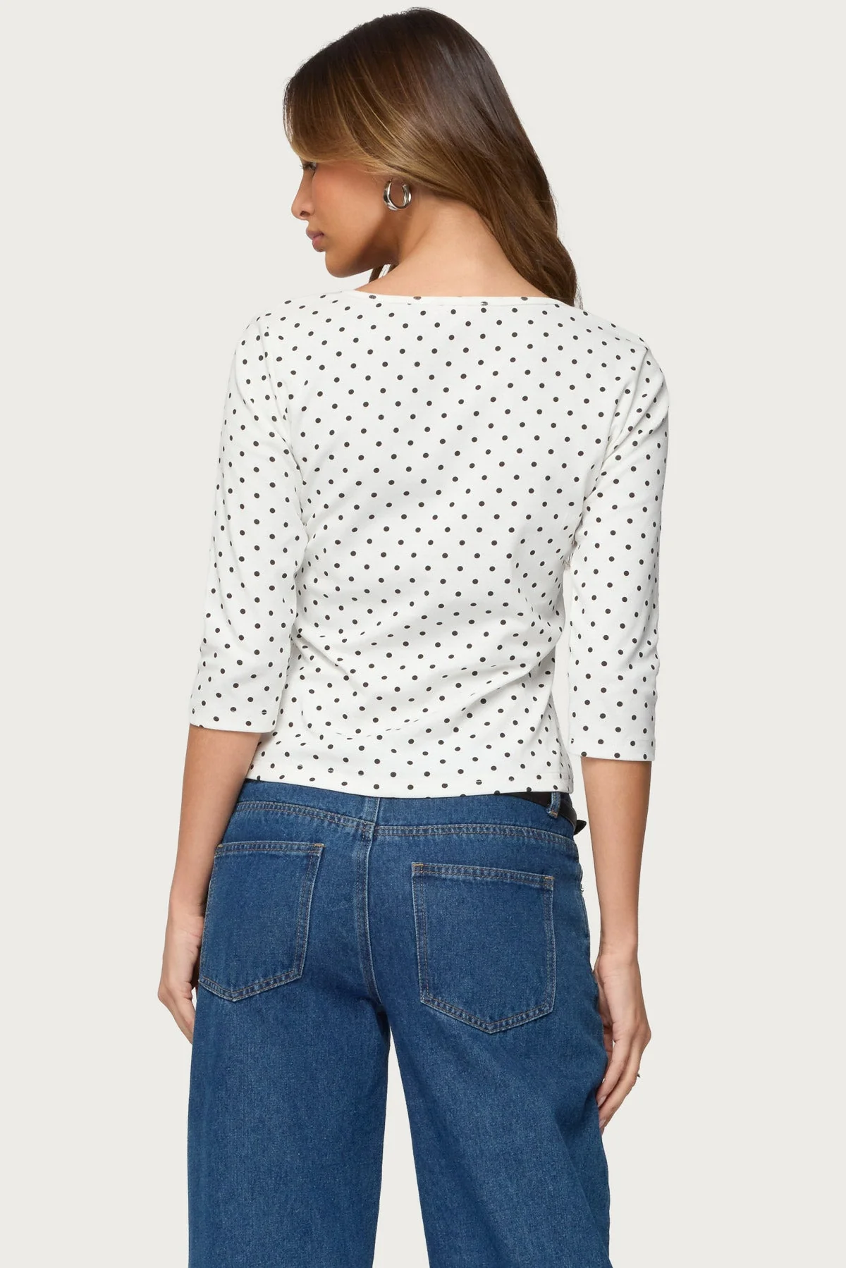 Lela Polka Dot Quarter Sleeve Top - Image 4
