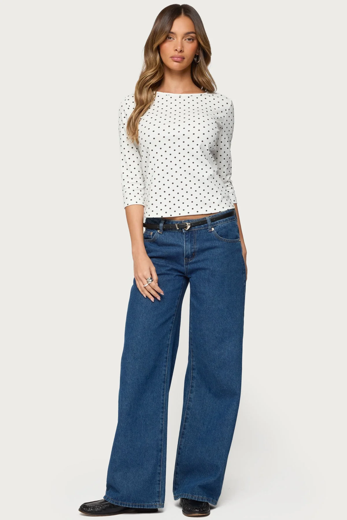 Lela Polka Dot Quarter Sleeve Top - Image 5