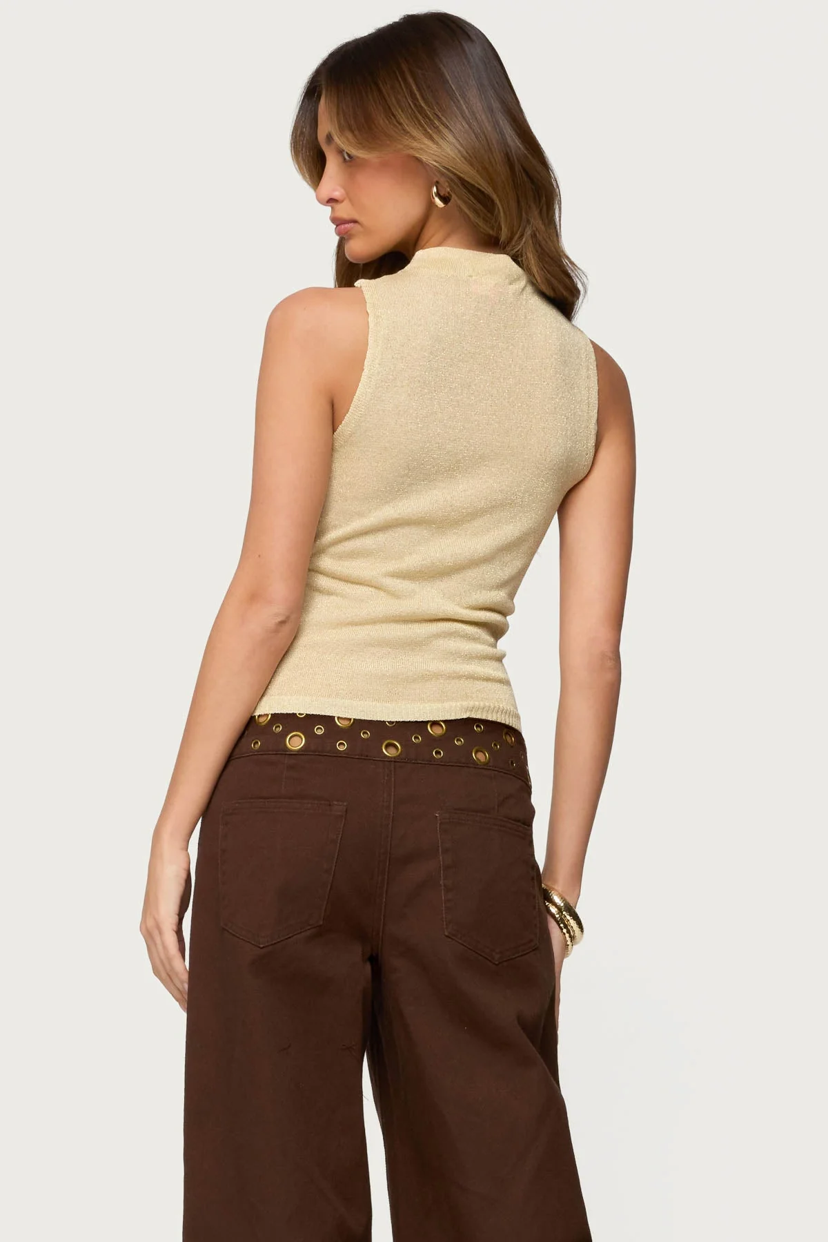 Nalia Gathered Ring Glitter Knit Top - Image 5