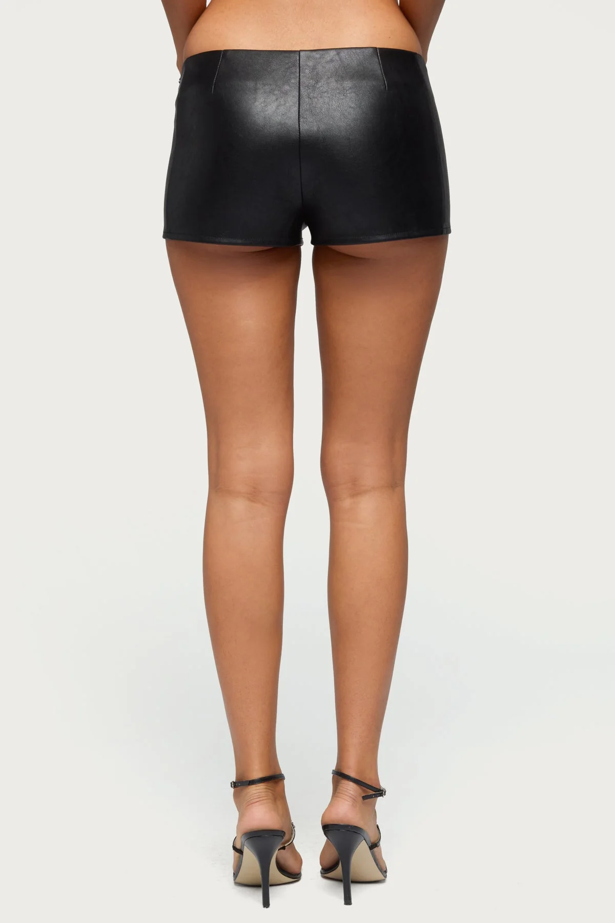 Diana Zip Up Faux Leather Micro Shorts - Image 5