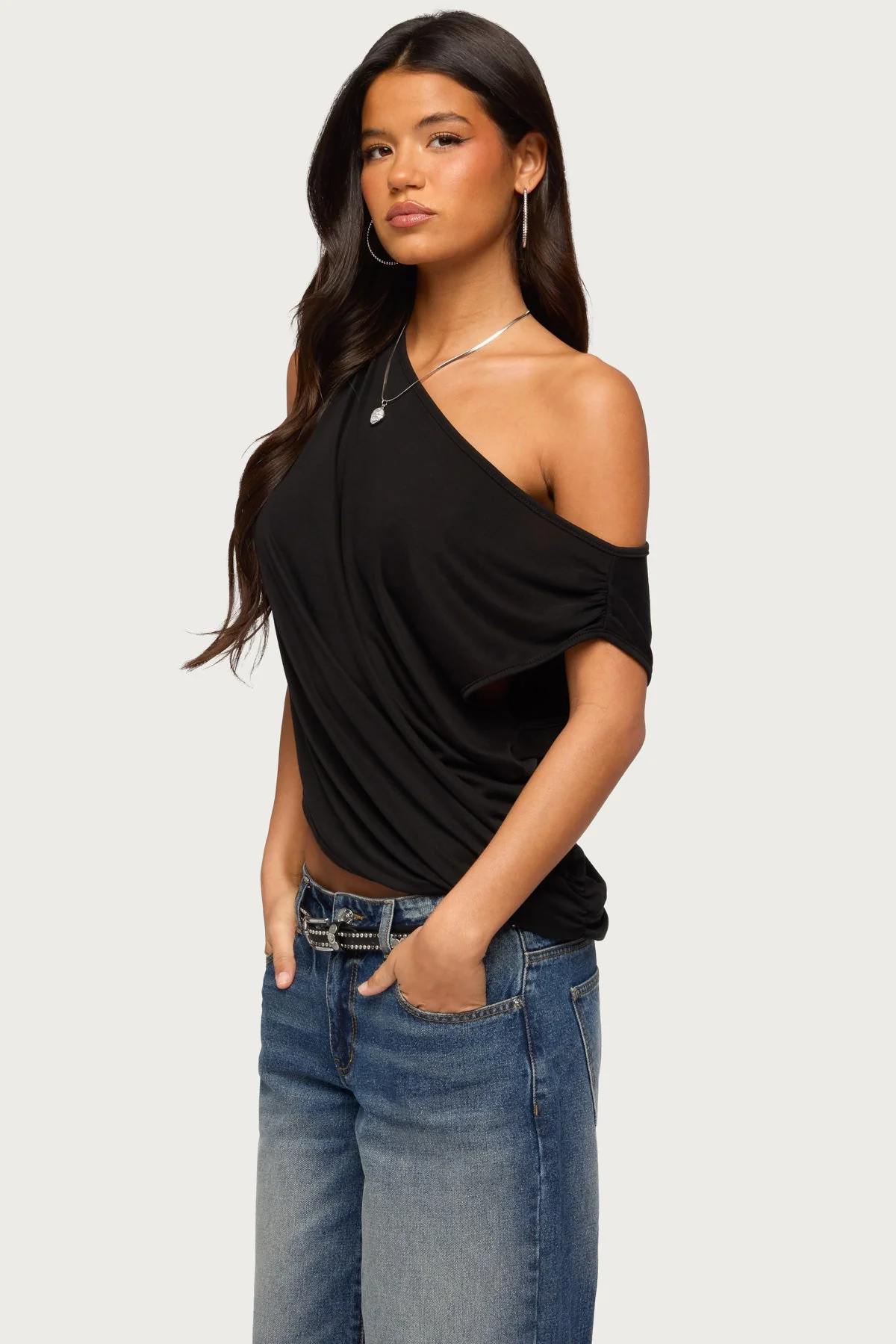 Ofelia Asymmetric Off Shoulder Ruched Top - Image 3